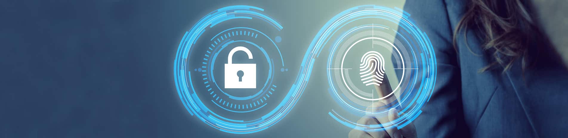 Digital security concept featuring a glowing padlock and fingerprint icon, mirroring the diligence of a Los Angeles employment attorney in safeguarding your rights.